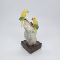 水晶雀鳥雕刻(鸚鵡黃玉,碧璽)