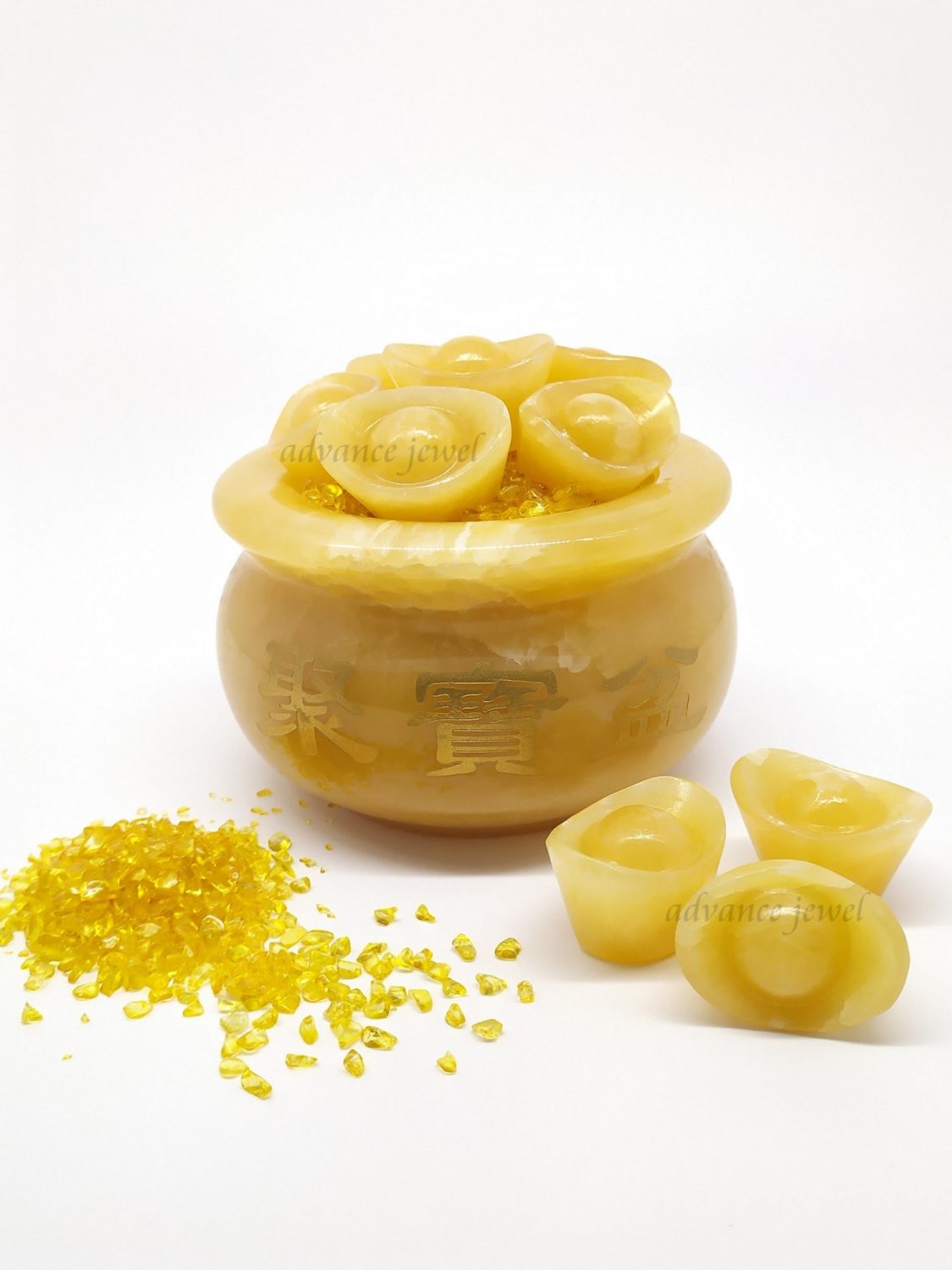 W21A-0035C_黃玉_黃晶_聚寶盆_元寶_寶峻_AdvanceJewel_水晶_風水_財富_偏財_聚財