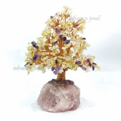 彩水晶花樹 6" (粉晶原石底)【隨機出貨】
