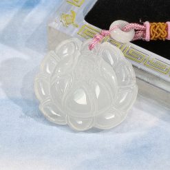 白玉髓吊墜頸鏈-蓮花