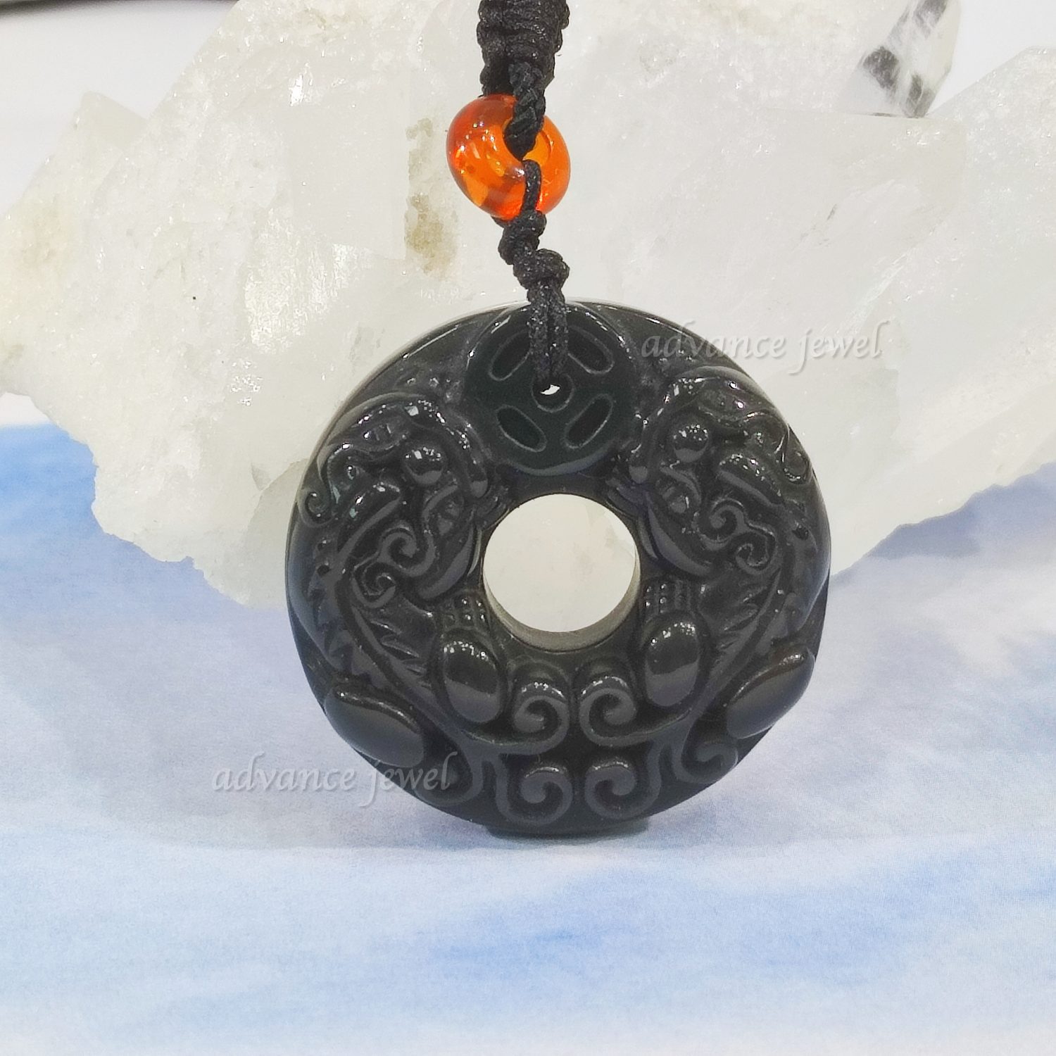 T23N-0014A_黑曜石_貔貅_頸鏈_吊墜_寶峻_AdvanceJewel_水晶_風水_避邪_防小人_負能量_吸財_財富