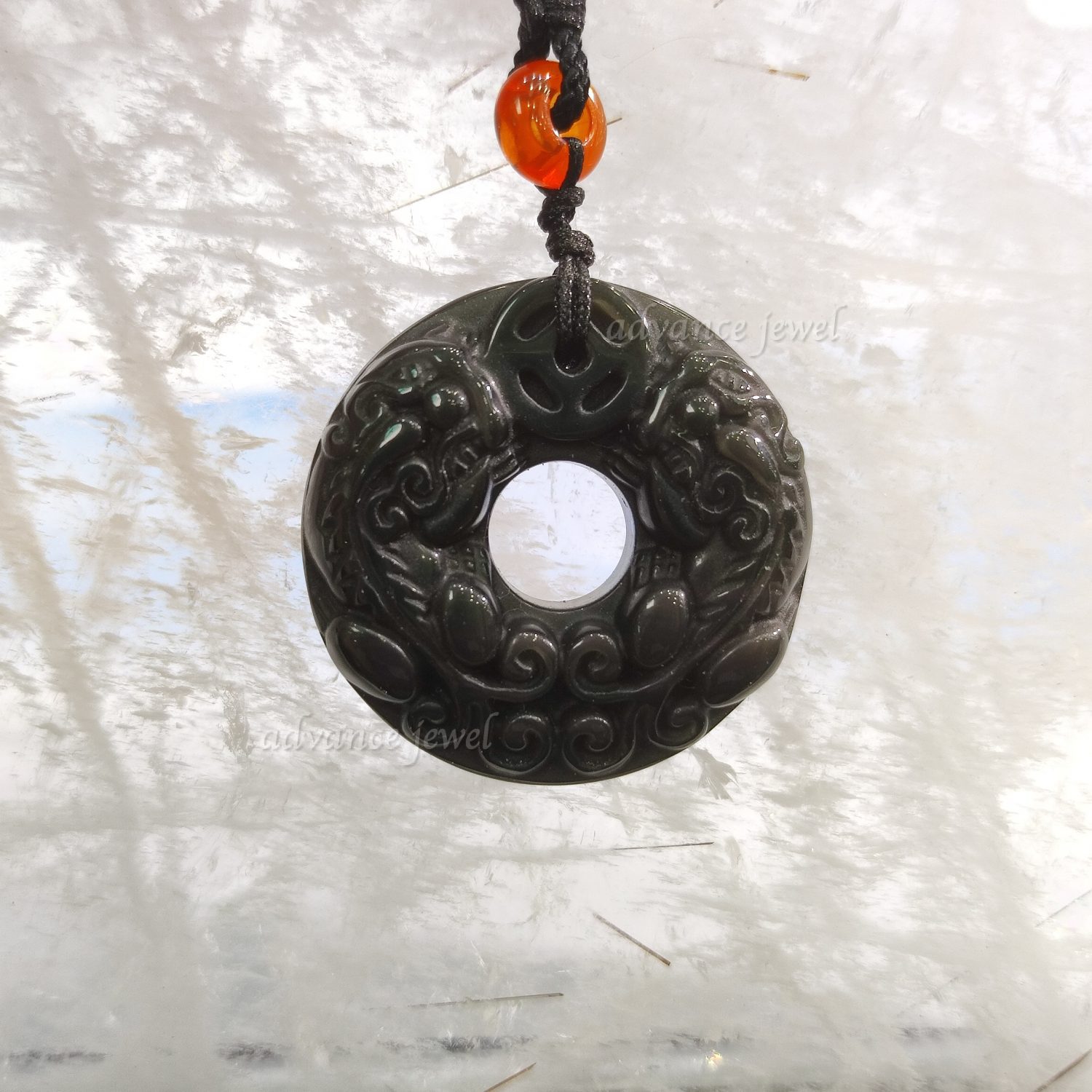 T23N-0014B_黑曜石_貔貅_頸鏈_吊墜_寶峻_AdvanceJewel_水晶_風水_避邪_防小人_負能量_吸財_財富