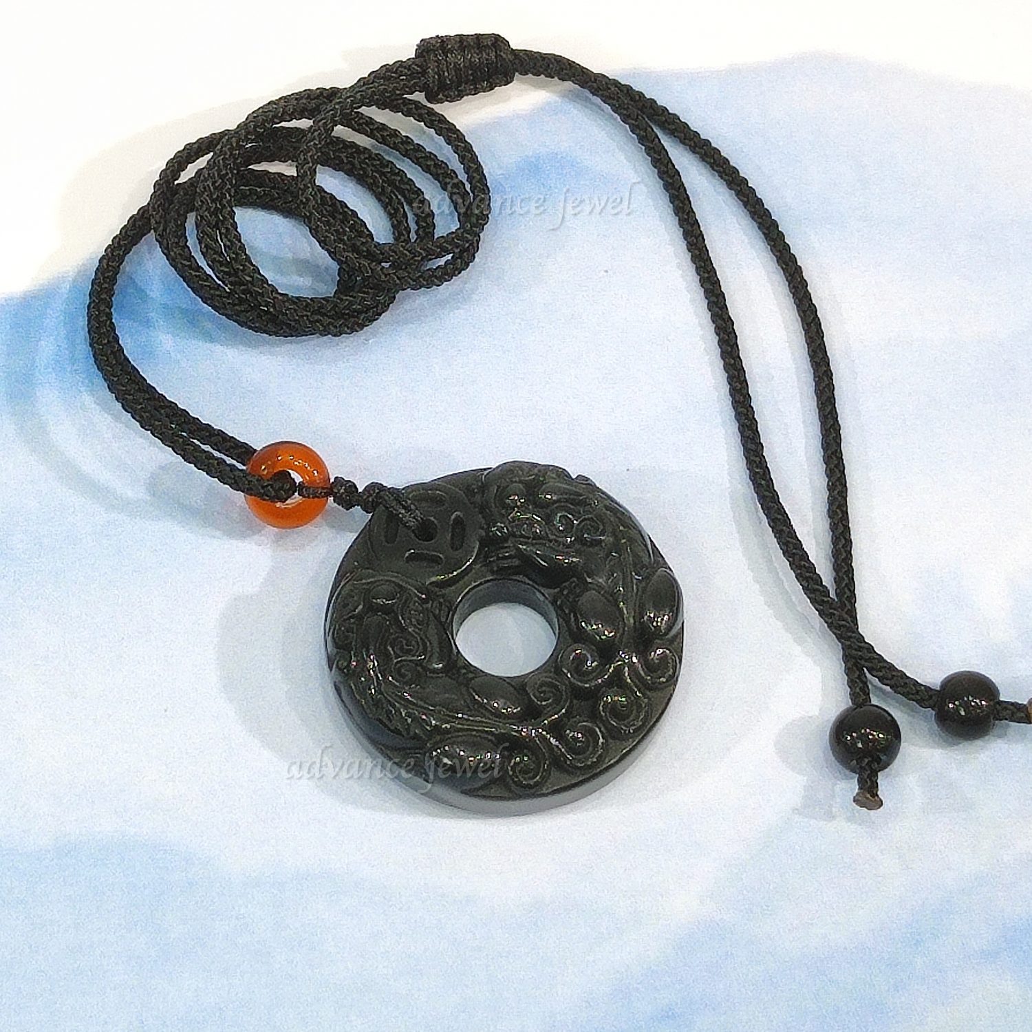 T23N-0014C_黑曜石_貔貅_頸鏈_吊墜_寶峻_AdvanceJewel_水晶_風水_避邪_防小人_負能量_吸財_財富