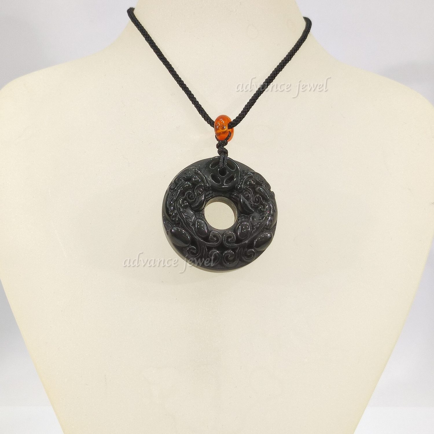 T23N-0014D_黑曜石_貔貅_頸鏈_吊墜_寶峻_AdvanceJewel_水晶_風水_避邪_防小人_負能量_吸財_財富