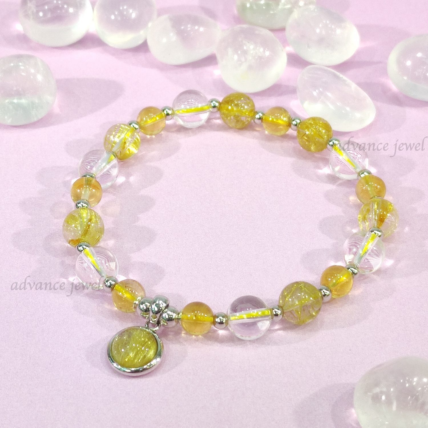 T23B-0089A_金髮晶_黃晶_白水晶_手鏈_寶峻_AdvanceJewel_水晶_風水_招財_聚財_積極_淨化