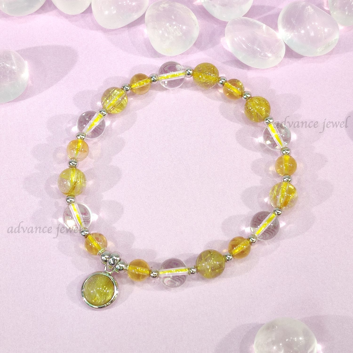 T23B-0089B_金髮晶_黃晶_白水晶_手鏈_寶峻_AdvanceJewel_水晶_風水_招財_聚財_積極_淨化