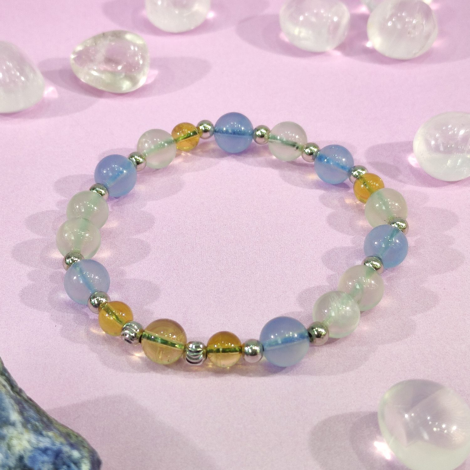 T23B-0099A_海藍寶_黃晶_葡萄石_手鏈_寶峻_AdvanceJewel_水晶_風水_溝通_財運_堅毅_辟邪