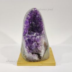紫晶簇木座擺件