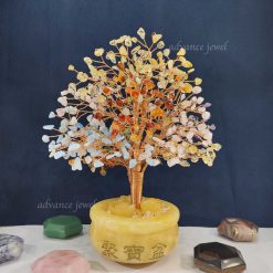 彩水晶聚寶盆花樹 9" (紫晶,黃晶,粉晶,紅瑪瑙,綠東陵,海藍寶)