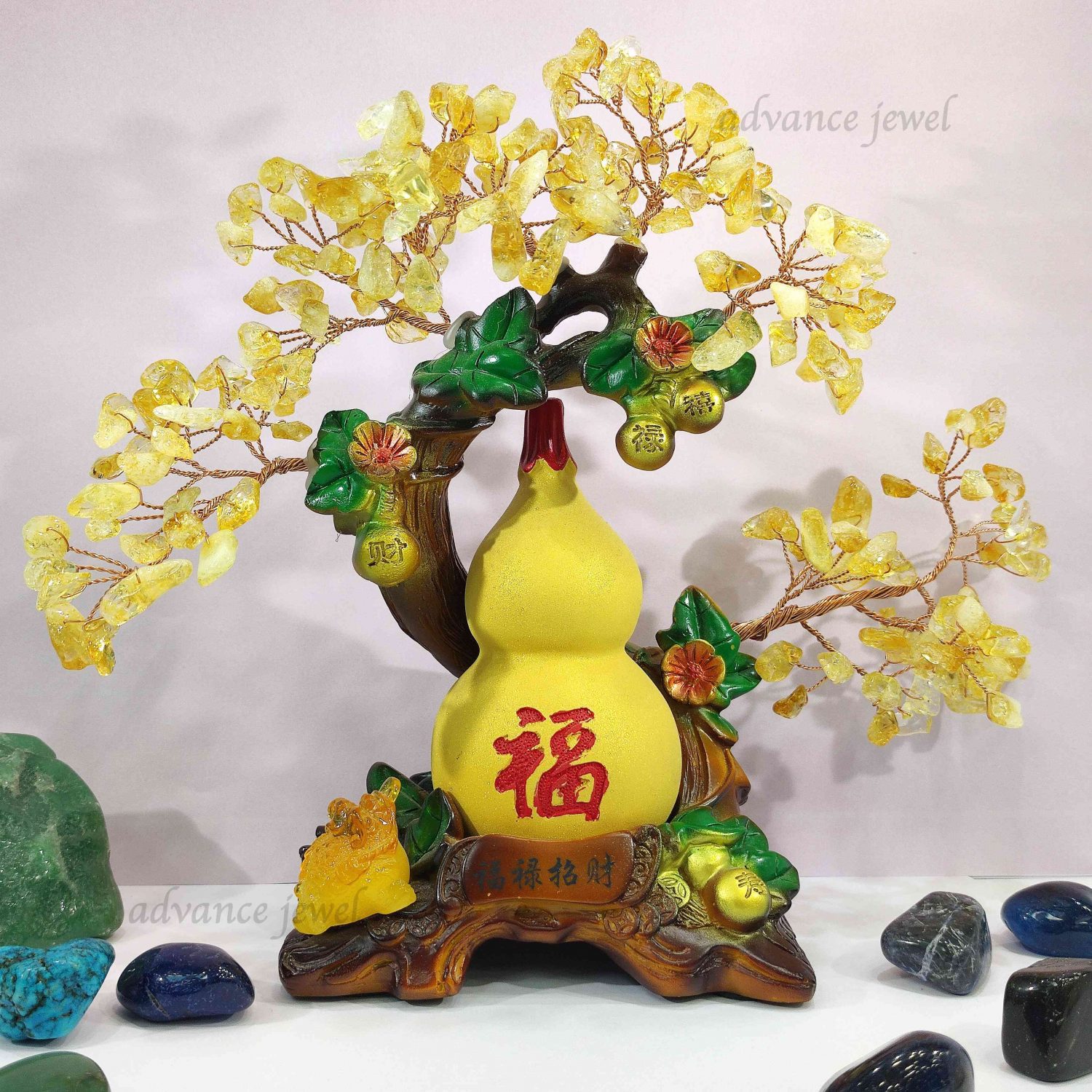 黃晶樹 置物 黃水晶發財樹-福祿招財– Advance Jewel