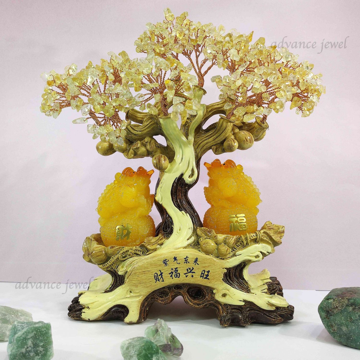黃晶樹 置物 黃水晶發財樹-福祿招財– Advance Jewel