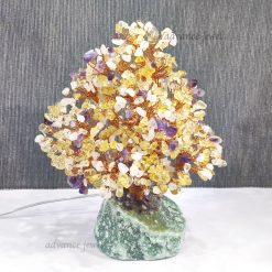 USB搖控LED燈彩水晶花樹 (綠東陵原石底)【隨機出貨】